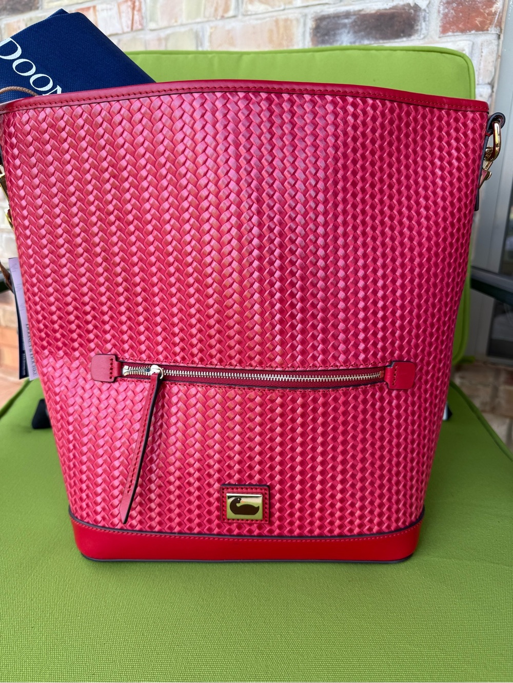 Dooney & Bourke Hot Pink Woven Bucket Tote